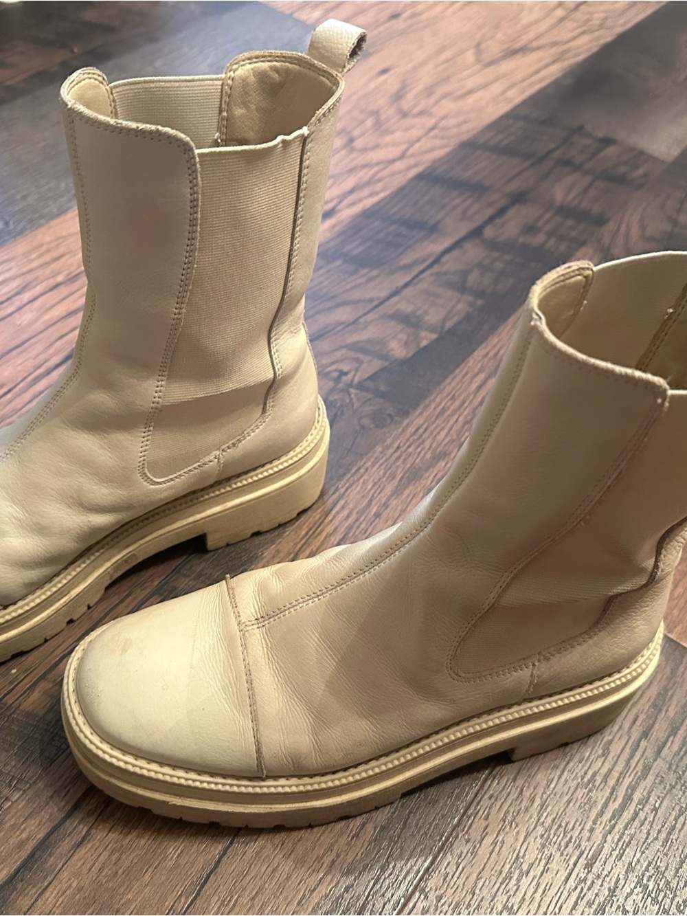 Steve Madden Beige Chelsea Combat Boots